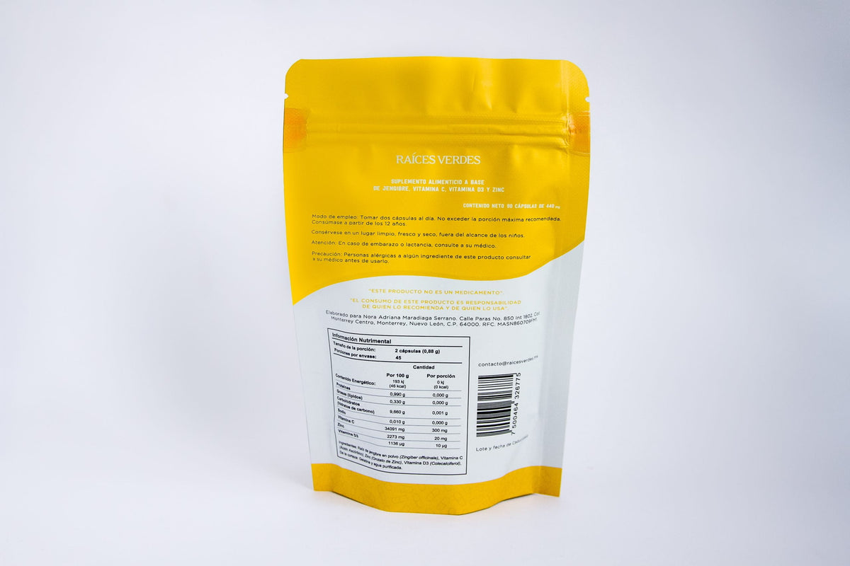 jengibre, vitamina c, vitamina d3 & zinc